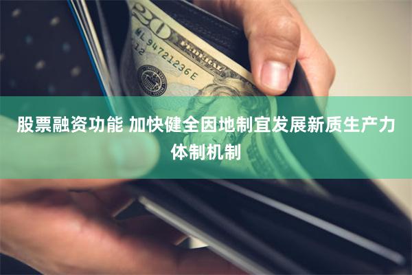 股票融资功能 加快健全因地制宜发展新质生产力体制机制